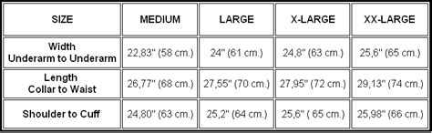 paul and shark size chart